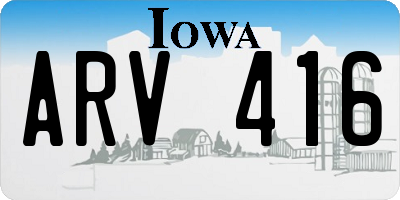 IA license plate ARV416