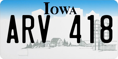 IA license plate ARV418