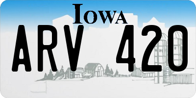 IA license plate ARV420