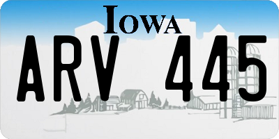 IA license plate ARV445
