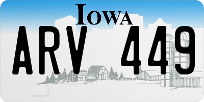 IA license plate ARV449