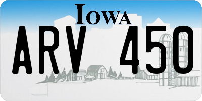 IA license plate ARV450