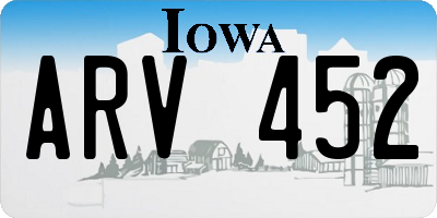 IA license plate ARV452