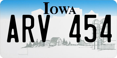 IA license plate ARV454