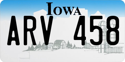 IA license plate ARV458
