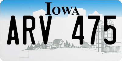 IA license plate ARV475