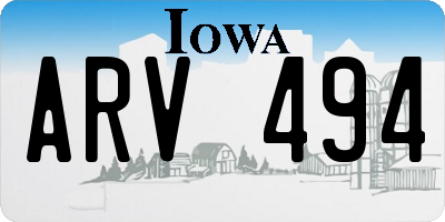 IA license plate ARV494