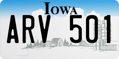 IA license plate ARV501