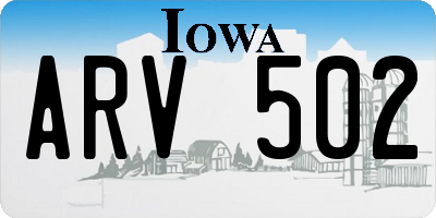 IA license plate ARV502