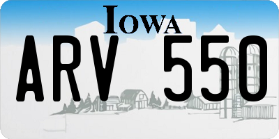 IA license plate ARV550