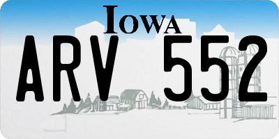IA license plate ARV552