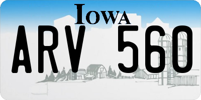IA license plate ARV560