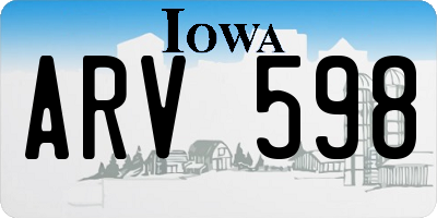 IA license plate ARV598