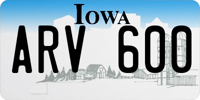 IA license plate ARV600