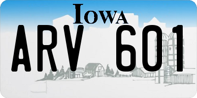 IA license plate ARV601