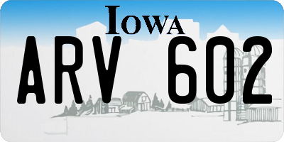 IA license plate ARV602