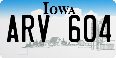 IA license plate ARV604