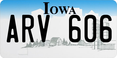 IA license plate ARV606