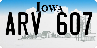 IA license plate ARV607
