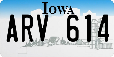 IA license plate ARV614