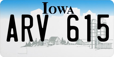 IA license plate ARV615