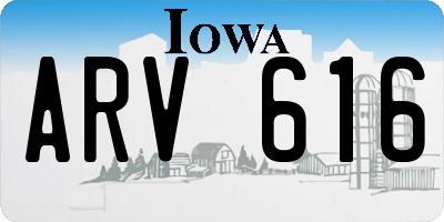 IA license plate ARV616