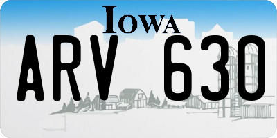 IA license plate ARV630