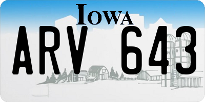 IA license plate ARV643