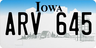 IA license plate ARV645