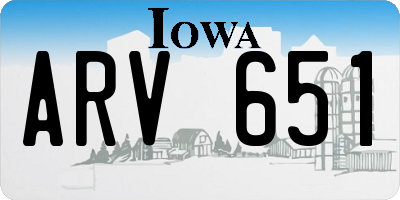 IA license plate ARV651
