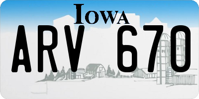 IA license plate ARV670