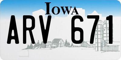 IA license plate ARV671