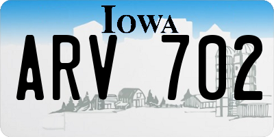 IA license plate ARV702