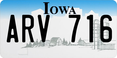 IA license plate ARV716