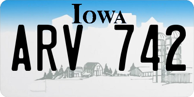IA license plate ARV742