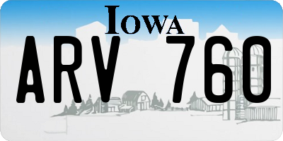 IA license plate ARV760
