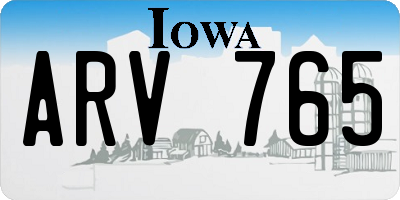 IA license plate ARV765