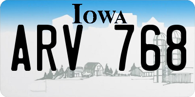 IA license plate ARV768