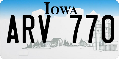 IA license plate ARV770