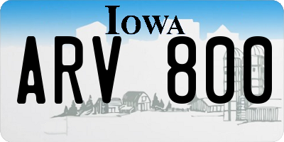 IA license plate ARV800