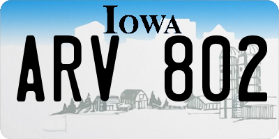 IA license plate ARV802