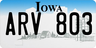 IA license plate ARV803