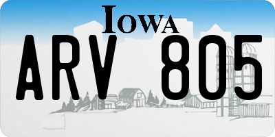 IA license plate ARV805