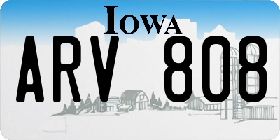 IA license plate ARV808