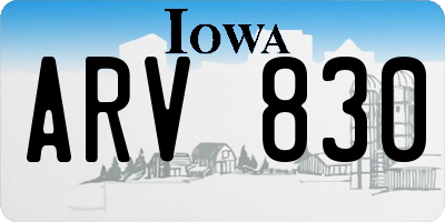 IA license plate ARV830
