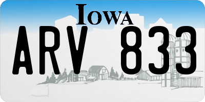 IA license plate ARV833