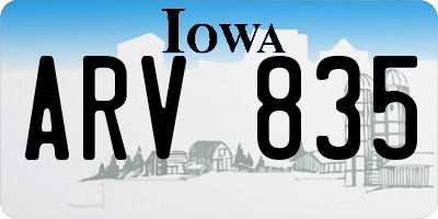 IA license plate ARV835