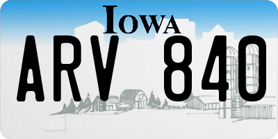 IA license plate ARV840