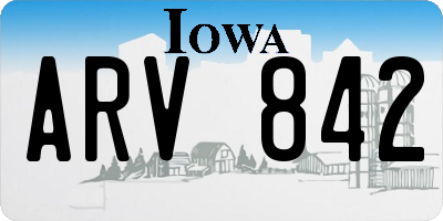 IA license plate ARV842