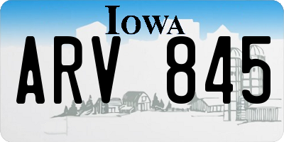 IA license plate ARV845